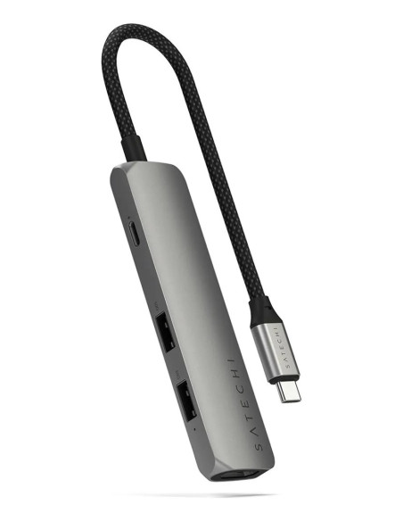 Aluminiowy Adapter Do Urządzeń Mobilnych Usb-C Satechi 4-In-1 Usb-C Slim Multiport Adapter 4K (Space Gray)