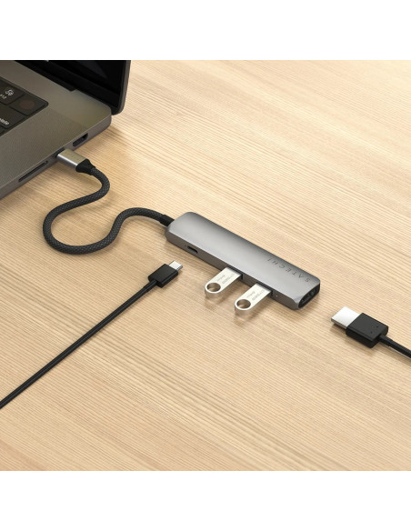 Aluminiowy Adapter Do Urządzeń Mobilnych Usb-C Satechi 4-In-1 Usb-C Slim Multiport Adapter 4K (Space Gray)