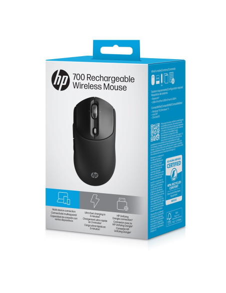 Mysz Hp 700 Rechargeable  Mouse Black Bezprzewodowa Z Akumulatorem Czarna Az7B0Aa