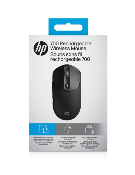 Mysz Hp 700 Rechargeable  Mouse Black Bezprzewodowa Z Akumulatorem Czarna Az7B0Aa