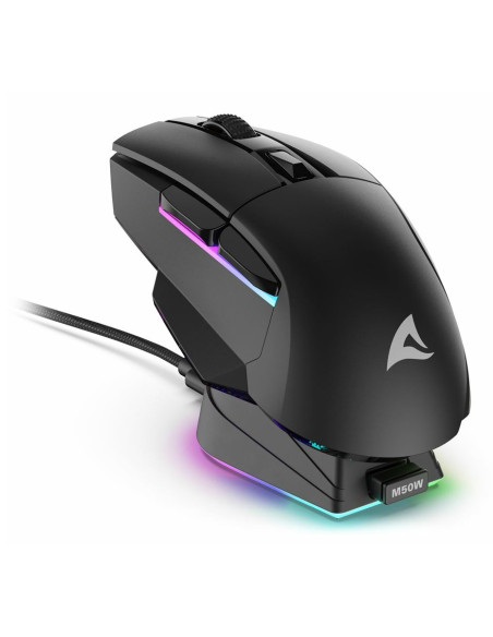 Mysz Optyczna Rgb Skiller Sgm50W Czarna + Stacja
