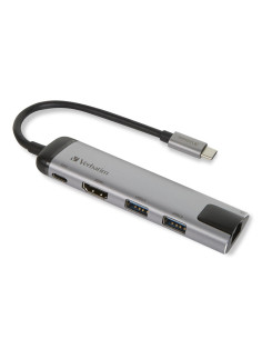 Verbatim 49141 Stacja Dokująca Usb 3.2 Gen 1 (3.1 Gen 1) Type-C Czarny, Srebrny