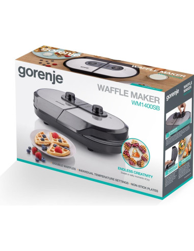 Grill Elektryczny Gorenje Mini Grill, Talerz Waflowy, Wm1400Sb, 1400 W, Średnica 18 Cm, Czarny