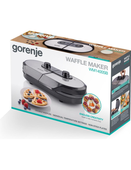 Grill Elektryczny Gorenje Mini Grill, Talerz Waflowy, Wm1400Sb, 1400 W, Średnica 18 Cm, Czarny