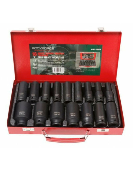 Zestaw Nasadek Udarowych Rockforce Dł. 6-K 16 Szt. 1/2" 10-36Mm Z Walizką