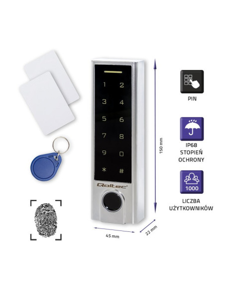 Zamek Szyfrowy Dotykowy Proteus Z Czytnikiem Linii Papilarnych Rfid Kod Karta Brelok Dzwonek Ip68 Em