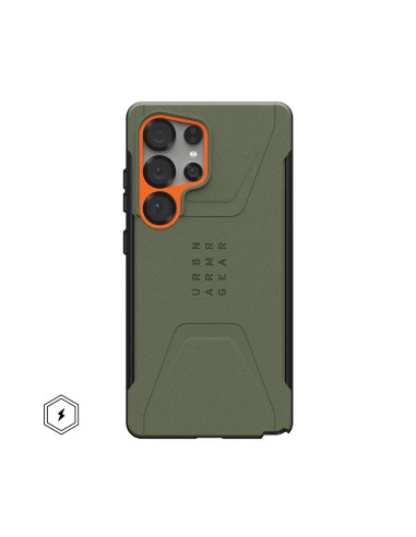 Uag Civilian Pro - Obudowa Samsung Galaxy S25 Ultra 5G Z Modułem Magnetycznym (Oliwkowy/Pomarańczowy)