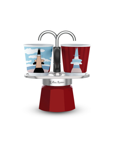Zestaw Ekspresu Do Kawy Bialetti Mini Express Magritte + 2 Kubki Do Espresso