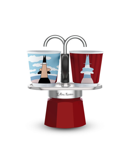 Zestaw Ekspresu Do Kawy Bialetti Mini Express Magritte + 2 Kubki Do Espresso