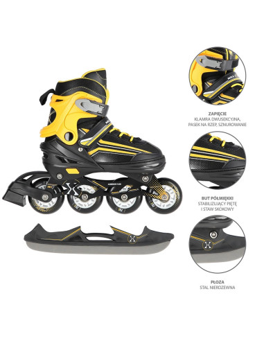 Łyżworolki Nils Extreme Nh18190 2W1 Czarno-Pomarańczowe Rozm. L (39-43) Z Wymienną Płozą Hokejową