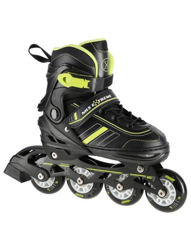 Łyżworolki Nils Extreme Nh18191 2W1 Czarno-Limonkowe Rozm. S (29-33) Z Wymienną Płozą Hokejową