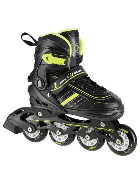 Łyżworolki Nils Extreme Nh18191 2W1 Czarno-Limonkowe Rozm. S (29-33) Z Wymienną Płozą Hokejową