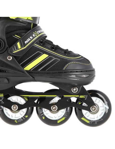 Łyżworolki Nils Extreme Nh18191 2W1 Czarno-Limonkowe Rozm. S (29-33) Z Wymienną Płozą Hokejową
