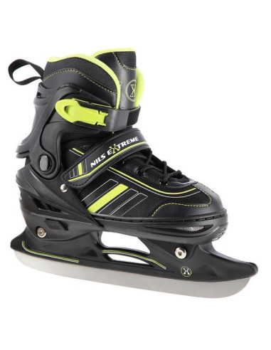 Łyżworolki Nils Extreme Nh18191 2W1 Czarno-Limonkowe Rozm. S (29-33) Z Wymienną Płozą Hokejową