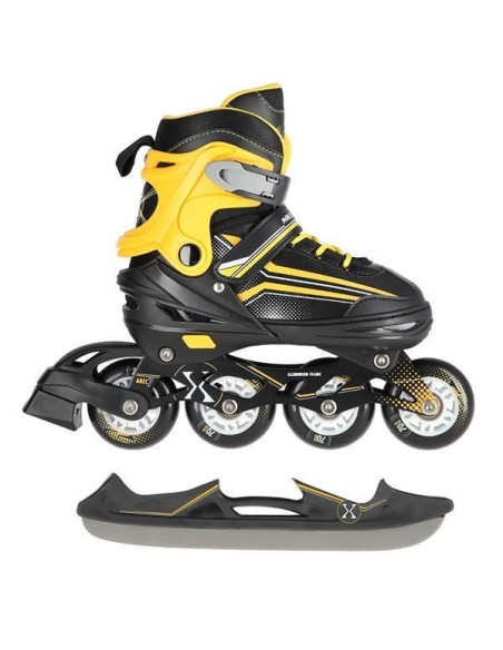 Łyżworolki Nils Extreme Nh18190 2W1 Czarno-Pomarańczowe Rozm. M (34-38) Z Wymienną Płozą Hokejową