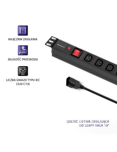 Listwa Qoltec 53998 (Kolor Czarny)