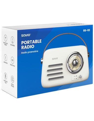 Savio Radio Przenośne Białe Rs-02