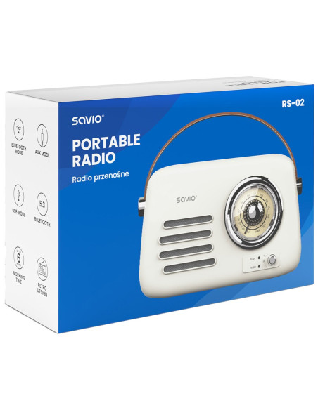 Savio Radio Przenośne Białe Rs-02