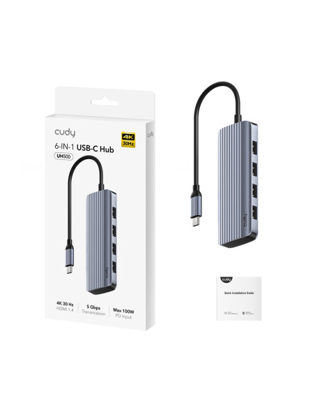 Cudy Uh500 Hub Usb-C 6-In-1 Z Hdmi 4K