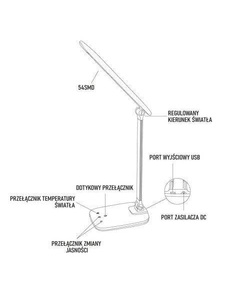 Montis Mt042-Bk Lampka Biurkowa Led Czarna 230V + Usb
