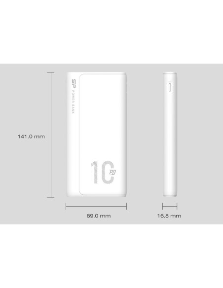 Powerbank Silicon Power Qp15 10000Mah Qc3.0+Pd 2Xusb A, 1X Musb + 1X Usb C, Biały