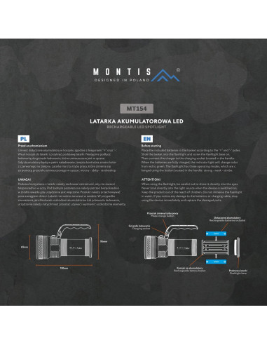 Montis Aluminiowa Ręczna Latarka Akumulatorowa Led Mt154
