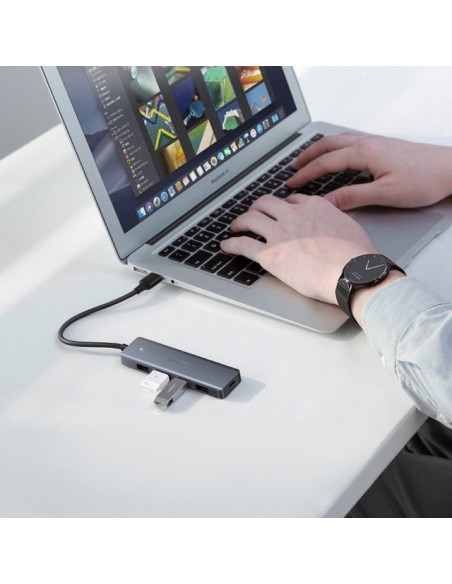 Ugreen Hub Adapter 4W1 Usb Do 4X Usb 3.0+Micro Usb (Szary)