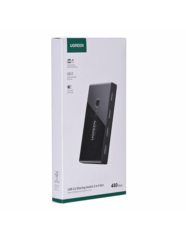 Ugreen Switch Box Hub 4Xusb 2.0 (Na 2 Komputery) Czarny