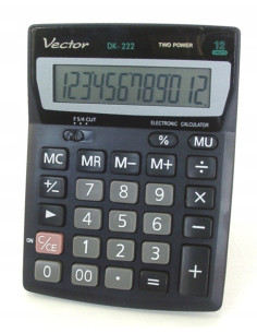 Vector Kalkulator Biurowy Kav Dk-222, 12-Cyfrowy, 103X137Mm, Czarny