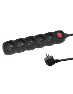 Esperanza Listwa Zasilająca 5 Gn. Wyłącznik 5M Czarna Elk216K