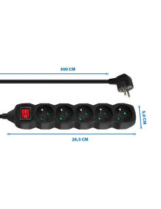 Esperanza Listwa Zasilająca 5 Gn. Wyłącznik 5M Czarna Elk216K 2