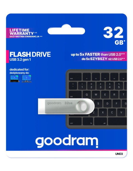 Goodram Flashdrive 32Gb Uno3 Silver Usb 3.2 Gen 1