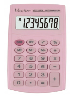 Vector Kalkulator Kieszonkow Kav Vc-210 Pk, 8- Cyfrowy ,64X98,5Mm, Jasnoróżowy