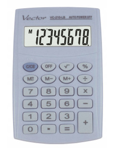 Vector Kalkulator Kieszonkow Kav Vc-210 Lb, 8- Cyfrowy ,64X98,5Mm, Jasnoniebieski