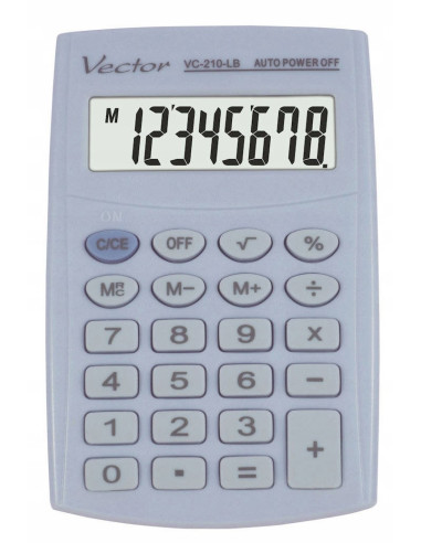 Vector Kalkulator Kieszonkow Kav Vc-210 Lb, 8- Cyfrowy ,64X98,5Mm, Jasnoniebieski