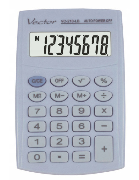 Vector Kalkulator Kieszonkow Kav Vc-210 Lb, 8- Cyfrowy ,64X98,5Mm, Jasnoniebieski