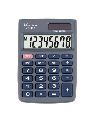 Vector Kalkulator Biurowy Kav Vc-100, 8-Cyfrowy, 58X88,5Mm, Szary