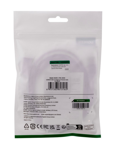 Ugreen Przewód Przejściówka Usb(Żeński) - Usb (Męski) 2M (Czarny)