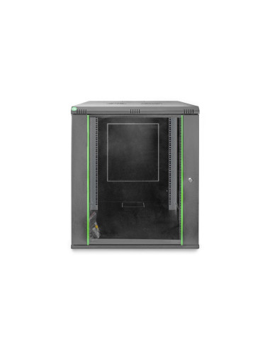 Szafa Sieciowa Wisząca Dynamic 19" 16U Rack 600X600, Drzwi Szyba, Czarny, Niedzielona, Złożona, 60Kg