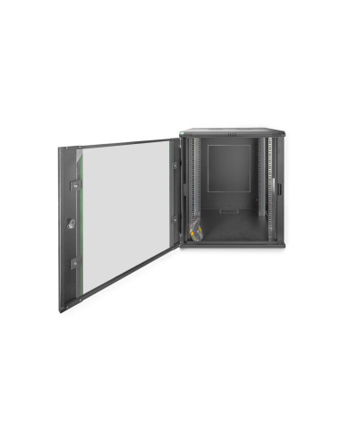 Szafa Sieciowa Wisząca Dynamic 19" 16U Rack 600X600, Drzwi Szyba, Czarny, Niedzielona, Złożona, 60Kg