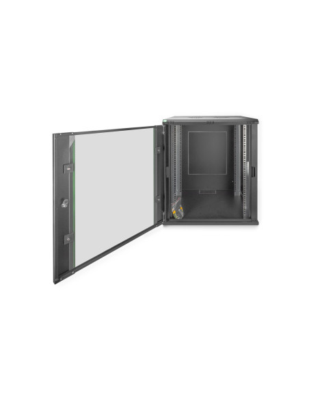 Szafa Sieciowa Wisząca Dynamic 19" 16U Rack 600X600, Drzwi Szyba, Czarny, Niedzielona, Złożona, 60Kg