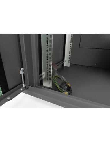 Szafa Sieciowa Wisząca Dynamic 19" 16U Rack 600X600, Drzwi Szyba, Czarny, Niedzielona, Złożona, 60Kg