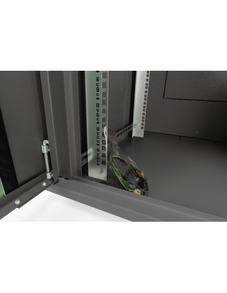 Szafa Sieciowa Wisząca Dynamic 19" 16U Rack 600X600, Drzwi Szyba, Czarny, Niedzielona, Złożona, 60Kg