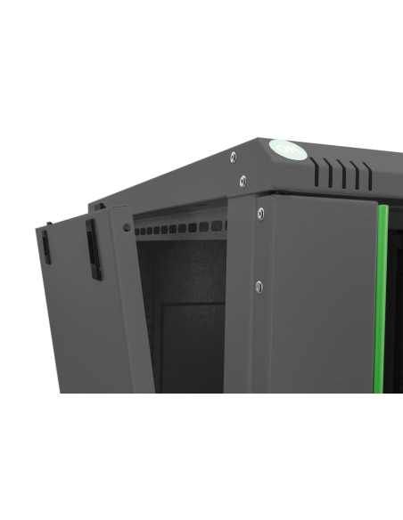 Szafa Sieciowa Wisząca Dynamic 19" 16U Rack 600X600, Drzwi Szyba, Czarny, Niedzielona, Złożona, 60Kg