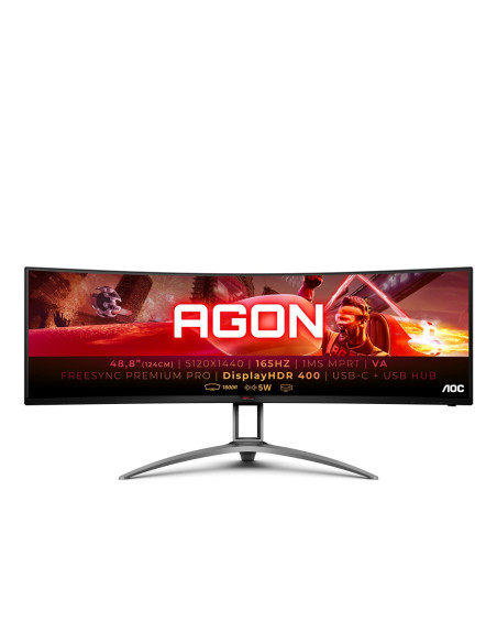 Aoc B2 Ag493Ucx2 Monitor Komputerowy 124 Cm (48.8") 5120 X 1440 Px Quad Hd Led Czarny