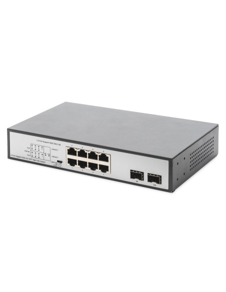 Digitus Przełącznik Sieciowy Niezarządzalny Desktop 8X Rj45 Gb/S (W Tym 6Xpoe)+ 2X Sfp, Poe++ Max Budżet 180W