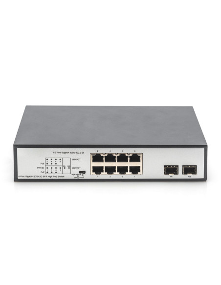Digitus Przełącznik Sieciowy Niezarządzalny Desktop 8X Rj45 Gb/S (W Tym 6Xpoe)+ 2X Sfp, Poe++ Max Budżet 180W