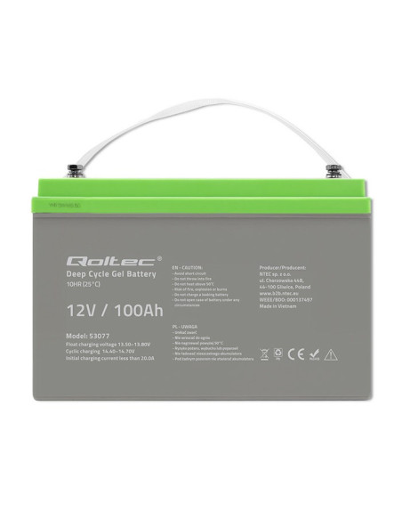 Qoltec 53077 Akumulator Ołowiany (Vrla) 12 V 100 Ah