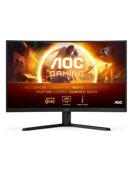 Aoc G4 Cq32G4Ve Monitor Komputerowy 81,3 Cm (32") 2560 X 1440 Px Quad Hd Lcd Czarny, Szary