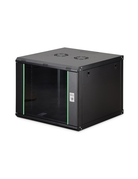 Szafa Sieciowa Wisząca Dynamic 19" 9U Rack 600X600, Drzwi Szyba, Czarny, Niedzielona, Złożona, 60Kg